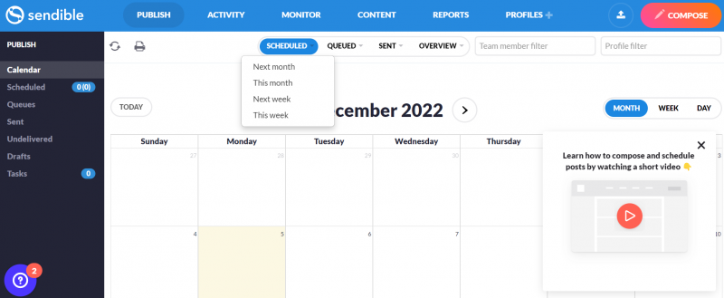   arrossegueu i deixeu anar el tauler de control i el calendari de contingut des de enviable