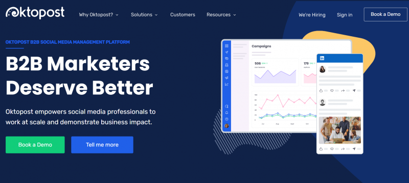  interfície web d'oktopost per a empreses B2B