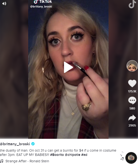 influencer brittany broski chipotle