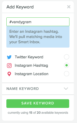 bandeja de entrada inteligente palabra clave de instagram